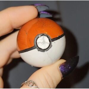 Pokemon Ball Charm‎ Stone Crystal Gemstone Sphere Red jasper howlite